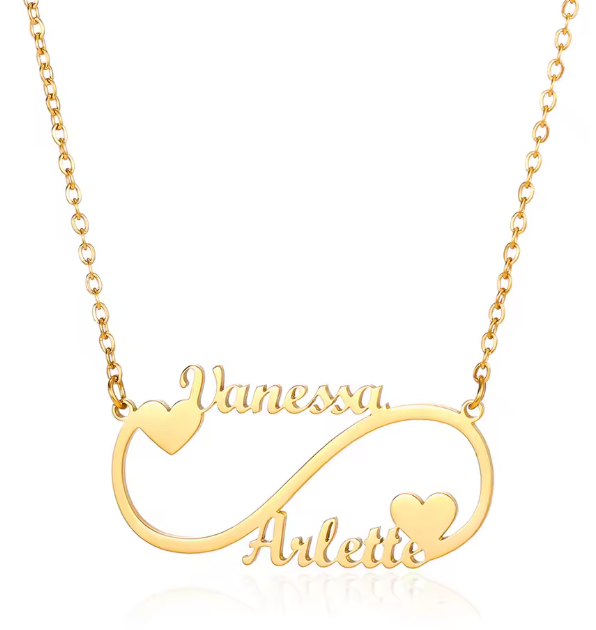 Personalisierbare Infinity-Halskette mit Herz