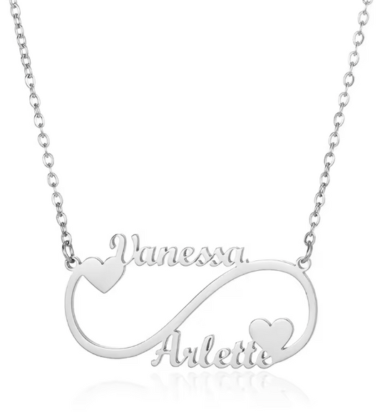 Personalisierbare Infinity-Halskette mit Herz